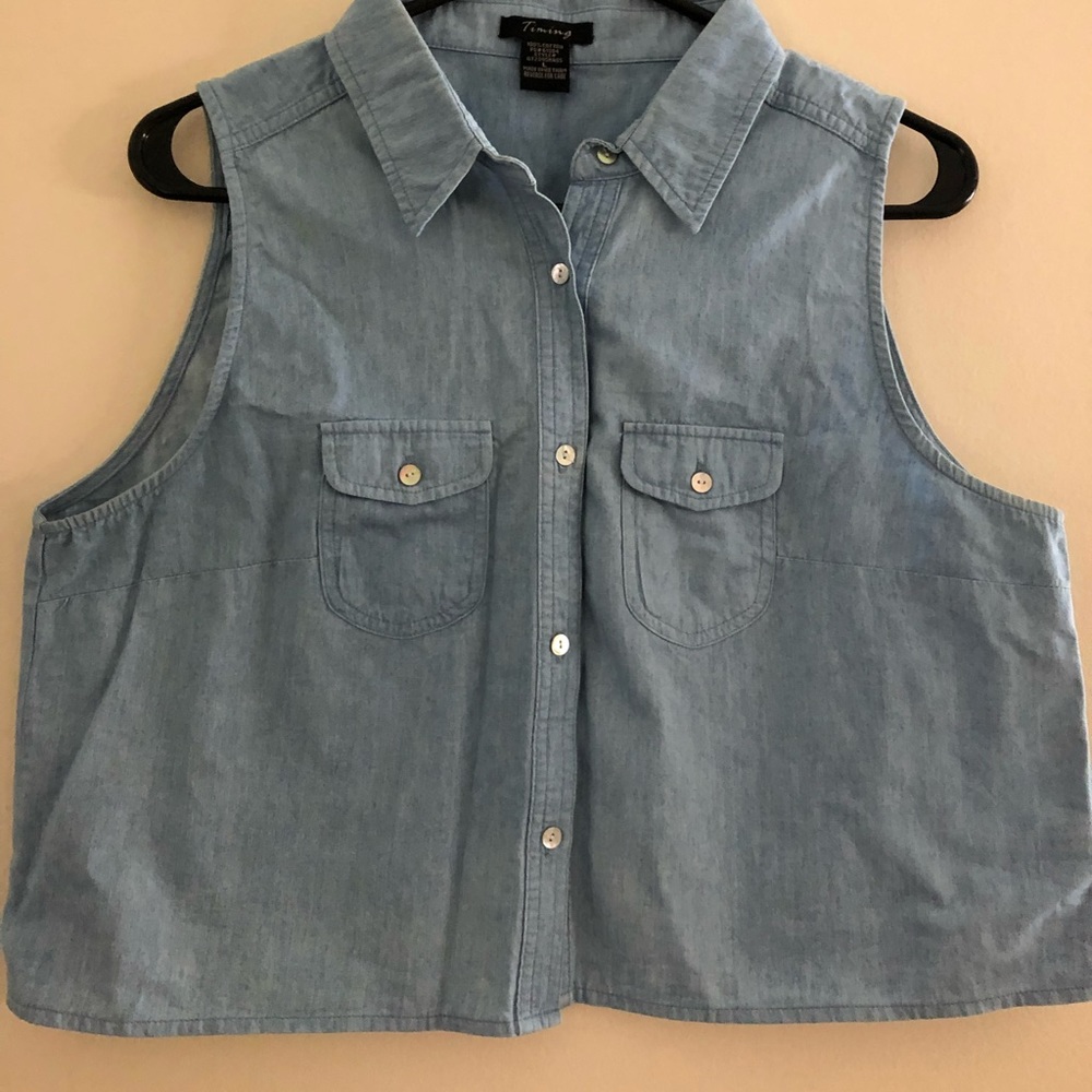 Boutique jean sleeveless cropped top size L